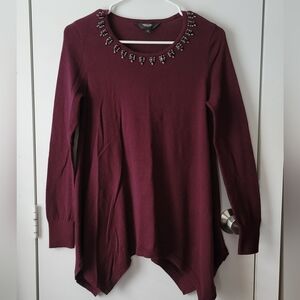 Vera Wang Rhinestone Embellished Purple Sweater